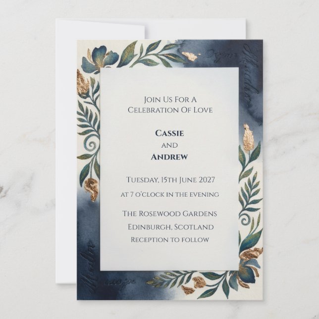 Faire-part de mariage numérique pour lieu élégant (Devant)