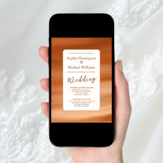 Faire-part de mariage numérique Terracotta Fall QR (Créateur téléchargé)
