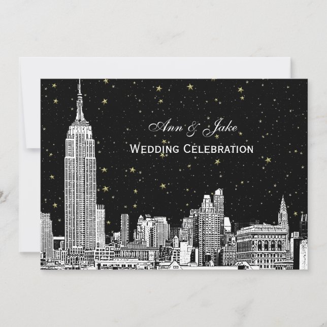 Faire-part de mariage NYC Skyline Etch Starry DIY  (Devant)