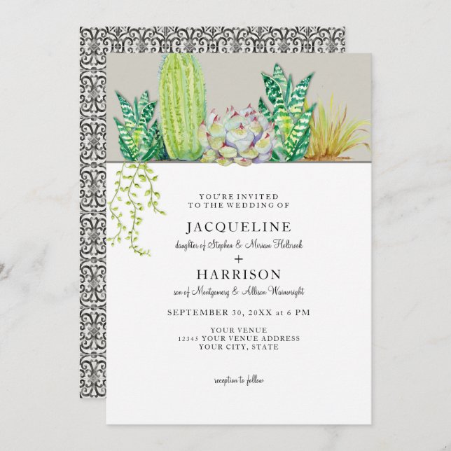 Faire-part de mariage occidental de jardin de (Devant / Derrière)