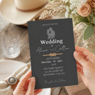 Faire-part de mariage occidental minimaliste gris