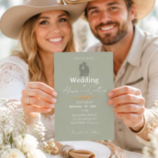 Faire-part de mariage occidental minimaliste Sage