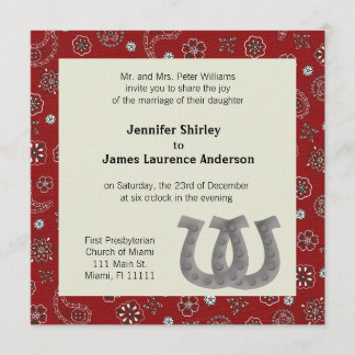 Faire-part de mariage occidental rouge
