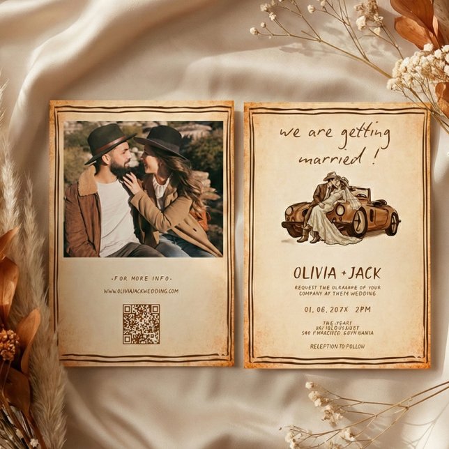 Faire-part de mariage occidental rustique vintage  (Créateur téléchargé)