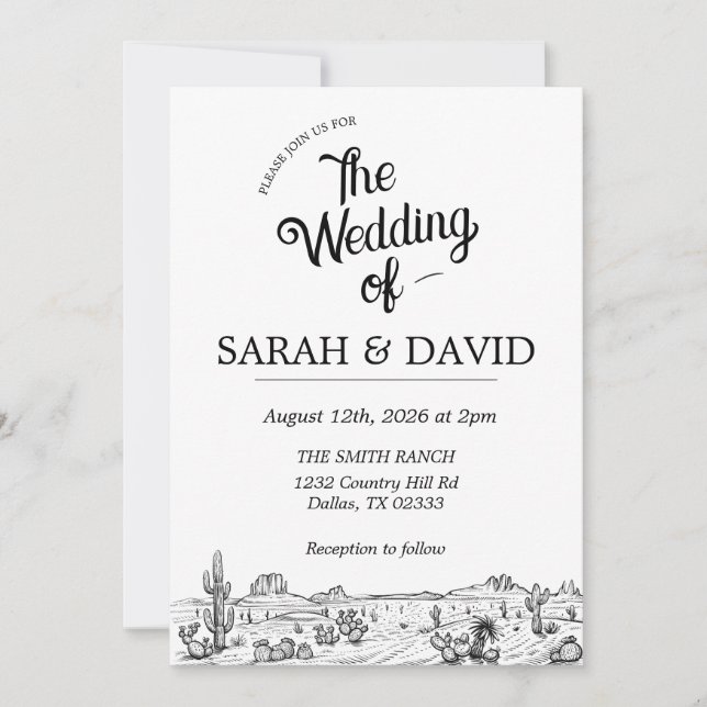 Faire-part de mariage occidental vintage (Devant)