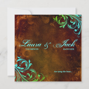 Faire-part de mariage occidentale Vintage bleu