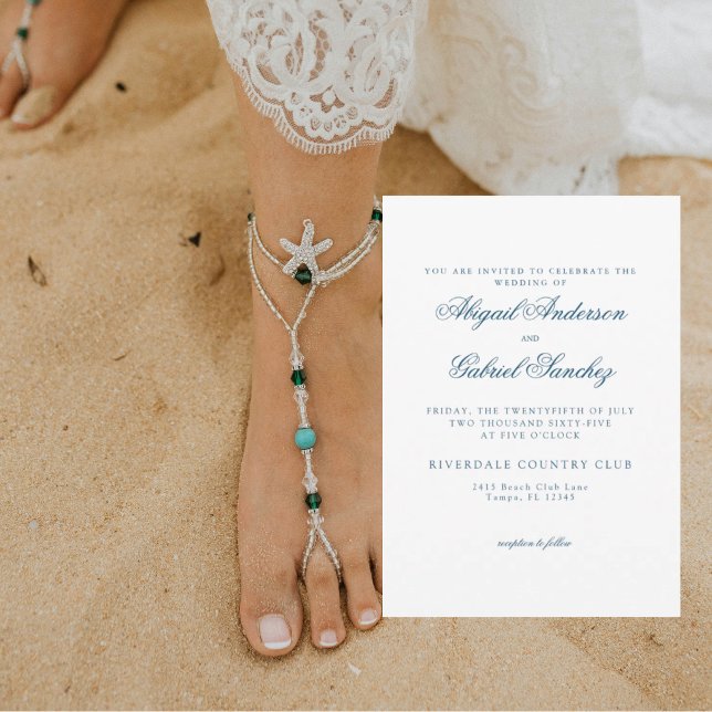 Faire-part de mariage Ocean Breeze sur fond blanc (Créateur téléchargé)