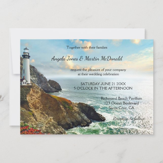 Faire-part de mariage Ocean Lighthouse (Devant)