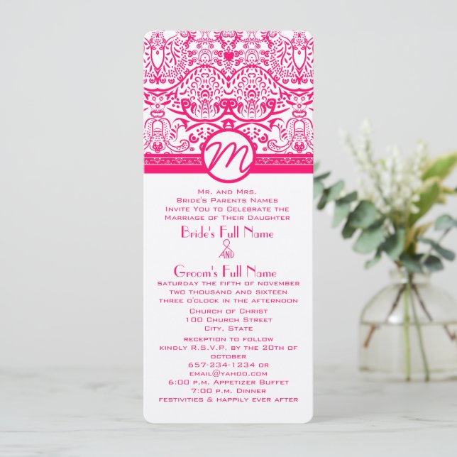 Faire-part de mariage Oiseau de l'amour Rose framb (Debout devant)