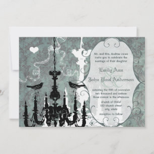 Faire-Part de Mariage Oiseaux Amoureux sous Lustre