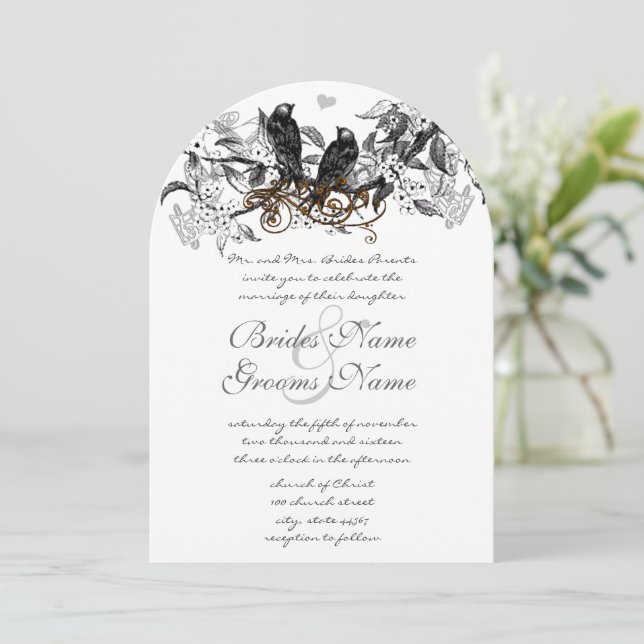 Faire-part de mariage oiseaux de l'amour Branche f (Debout devant)