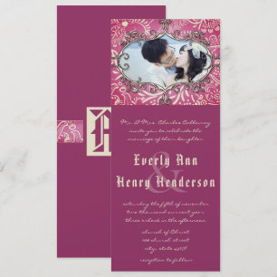 Faire-Part de Mariage Oiseaux de l'Amour Cadre Vin