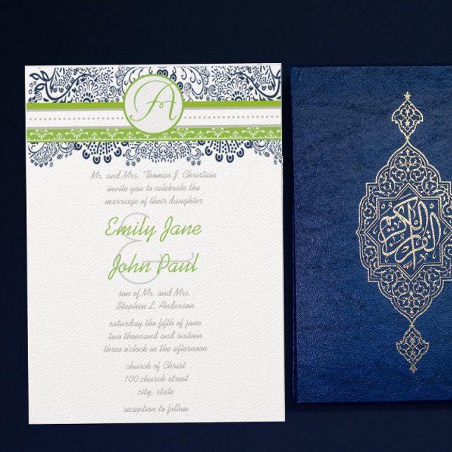 Faire-part de mariage Oiseaux de l'amour Gris Vert (Créateur téléchargé)