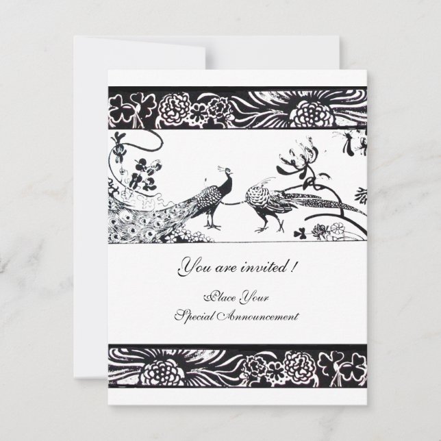 Faire-part de mariage Oiseaux de l'amour Noir Blan (Devant)