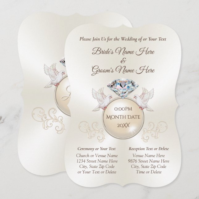 Faire-part de mariage oiseaux de l'amour personnal (Devant / Derrière)