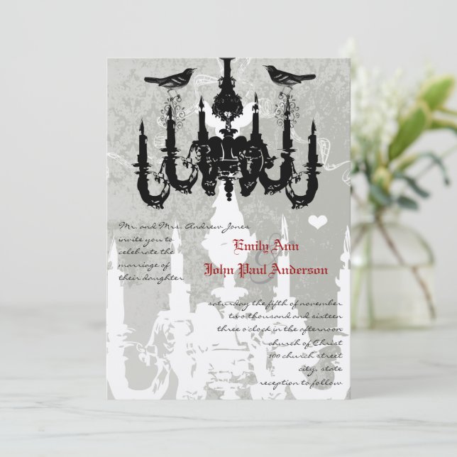 Faire-part de mariage Oiseaux de l'amour sous lust (Debout devant)
