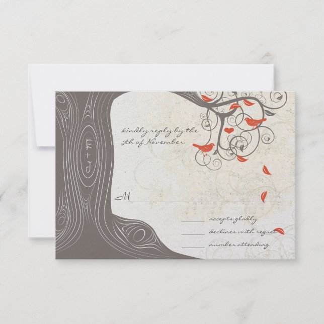 Faire-part de mariage Oiseaux de l'amour Tourbillo (Devant)