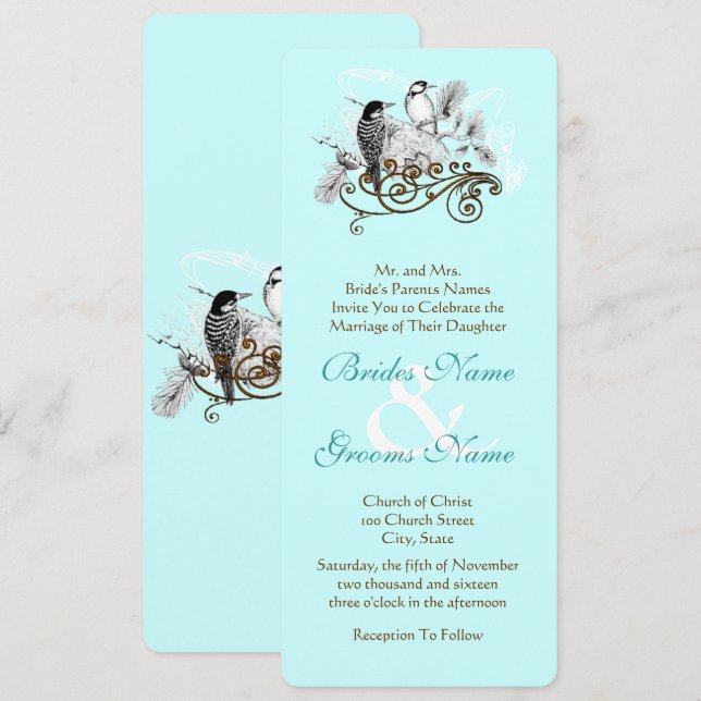 Faire-part de mariage Oiseaux de l'amour vintage (Devant / Derrière)