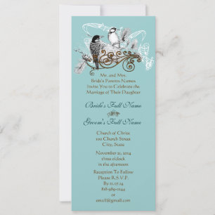 Faire-part de mariage oiseaux de l'amour vintage