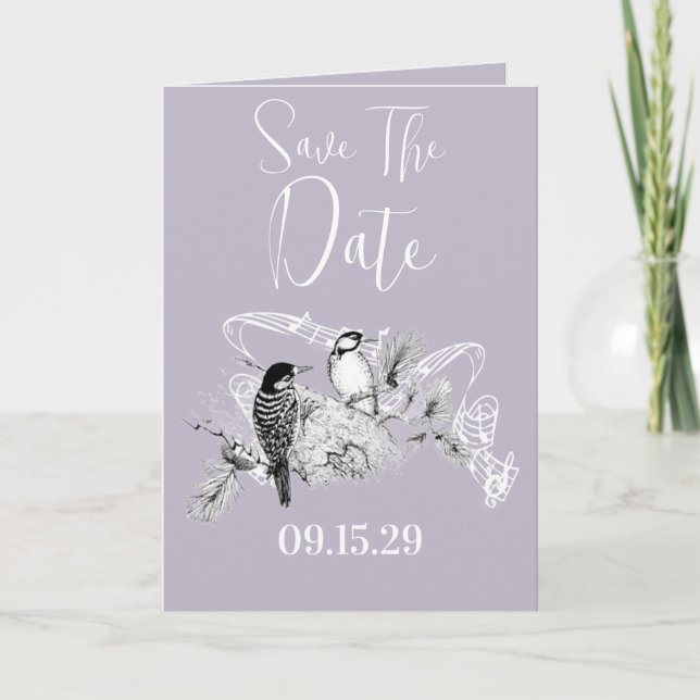 Faire-part de mariage Oiseaux de l'amour vintage (Devant)