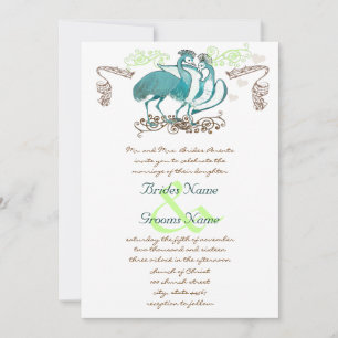 Faire-part de mariage oiseaux de l'amour vintage f
