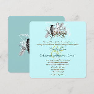Faire-Part de Mariage Oiseaux de l'Amour Vintage M