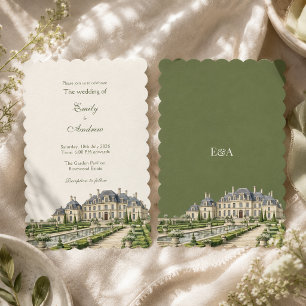 Faire-part de mariage Olive aquarelle Manoir angla