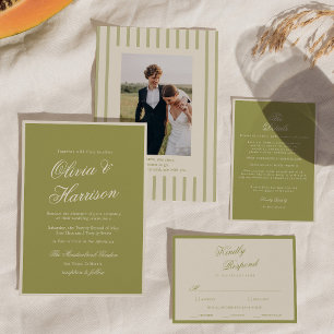 Faire-part de mariage Olive Green Old Money