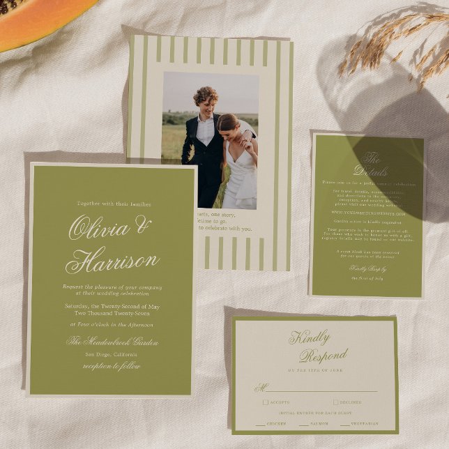 Faire-part de mariage Olive Green Old Money (Créateur téléchargé)