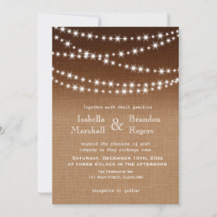 Faire-part de mariage Ombre Burlap Twinkle Lights