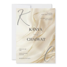 Faire-part de mariage Or Crème Élégant | Minimalis