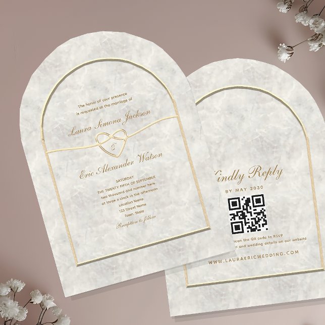 Faire-part de mariage Or de luxe avec code QR (Créateur téléchargé)