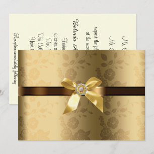 Faire-part de mariage or et chocolat marron
