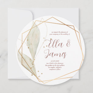 Faire-part de mariage or feuille aquarelle