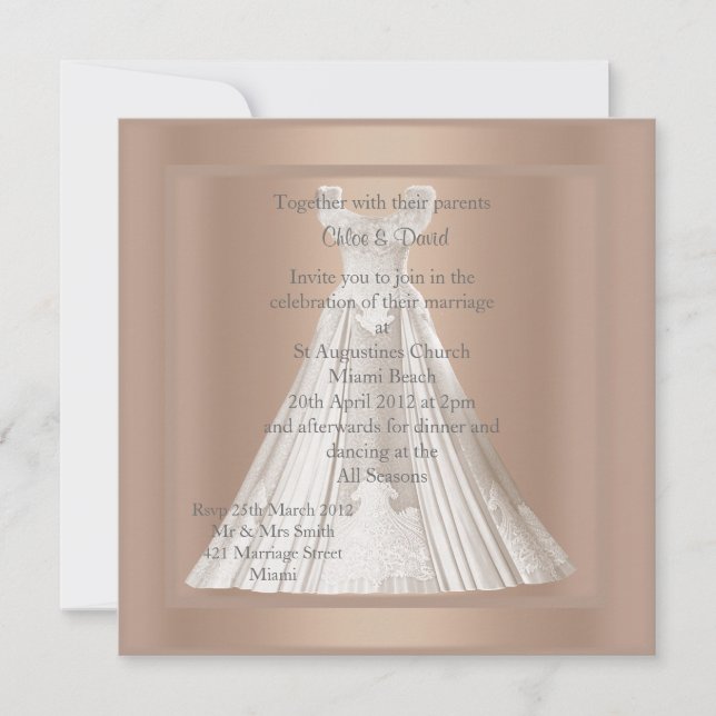 FAIRE-PART DE MARIAGE OR MODERNE (Devant)