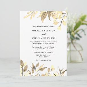 Faire-part de mariage or moderne Feuille d'or