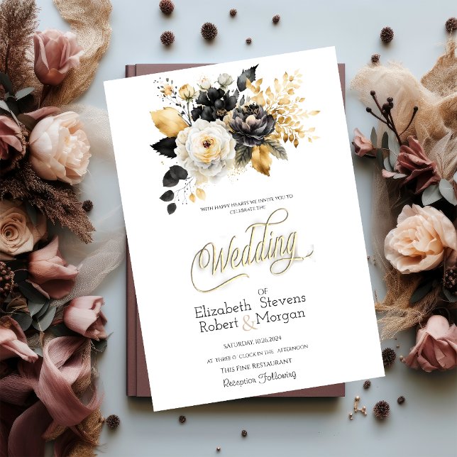 Faire-part de mariage Or Noir Blanc (Créateur téléchargé)