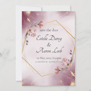 FAIRE-PART DE MARIAGE - OR ROSE