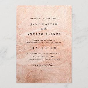 Faire-part de mariage or Rose moderne