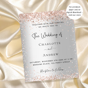 Faire-part de mariage or rose parties scintillant