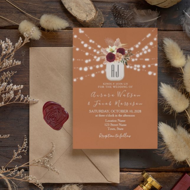 Faire-part de mariage orange brûlé Bourgogne (Créateur téléchargé)