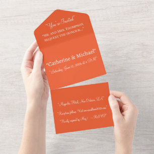 Faire-Part de Mariage Orange Clair Minimaliste