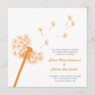 Faire-part de mariage orange de pissenlit