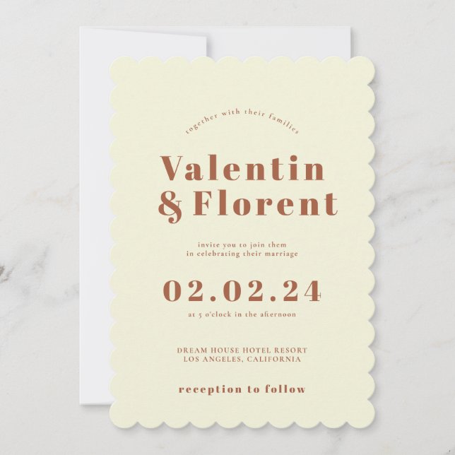 Faire-part de mariage Orange d'inspiration les ann (Devant)