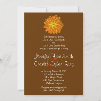 Faire-part de mariage orange et Brown Gerber Daisy