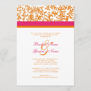 Faire-part de mariage orange et rose