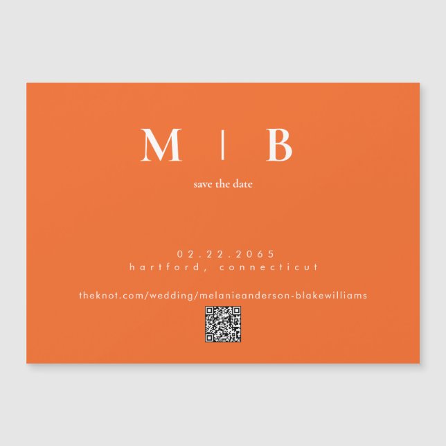 Faire-part de mariage orange moderne (Devant)