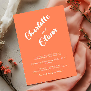 Faire-part de mariage orange moderne corail Union
