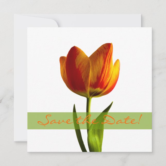Faire-part de mariage Orange Tulip à conserver pou (Devant)