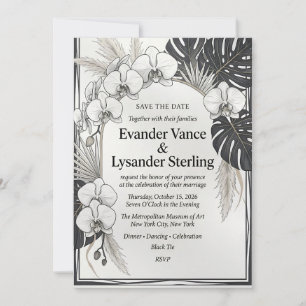 Faire-part de mariage Orchidée élégante et Monster